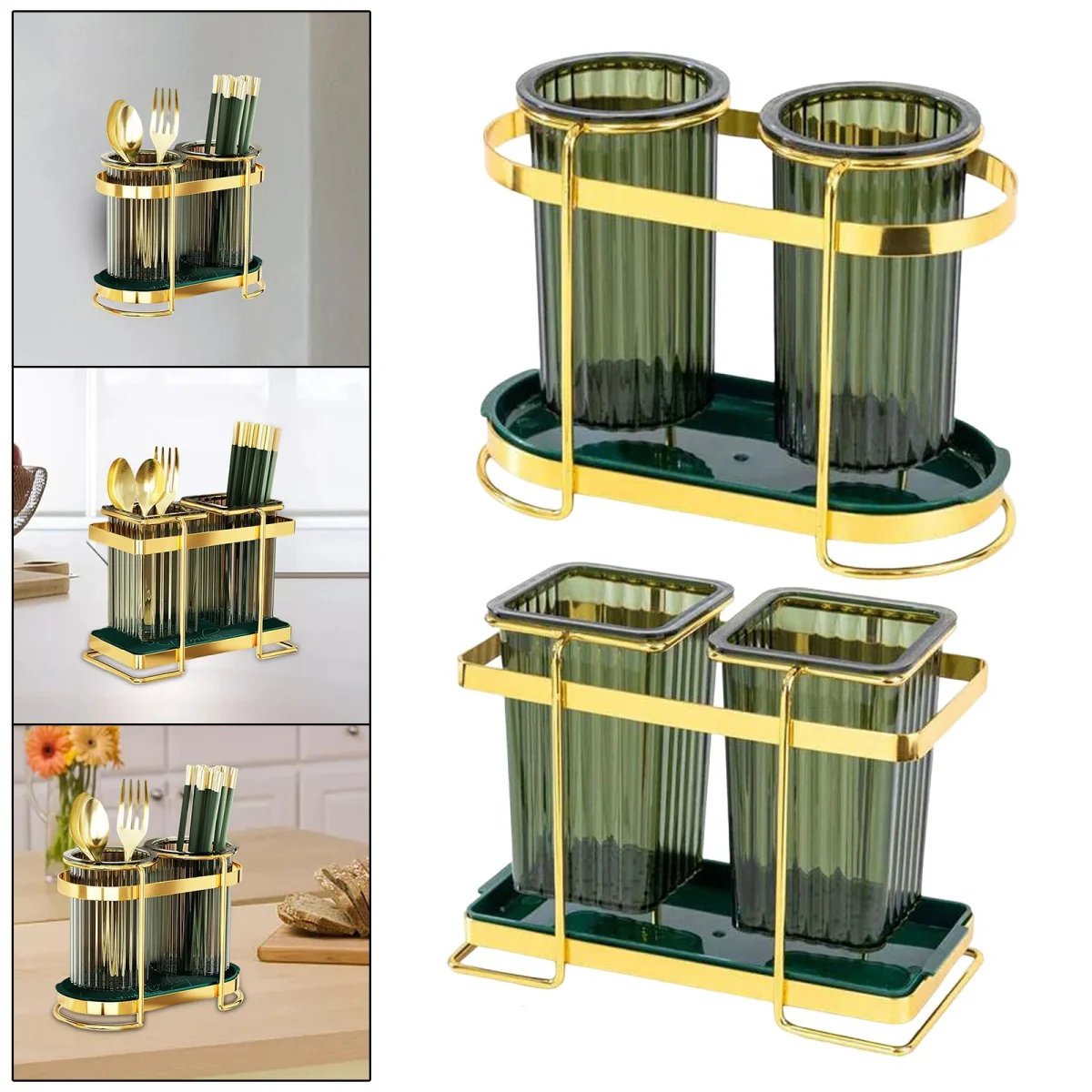 Cutlery Storage Rack Multifunctional Standing Wall Mounted Utensil Drain Holder for Cooking Tableware