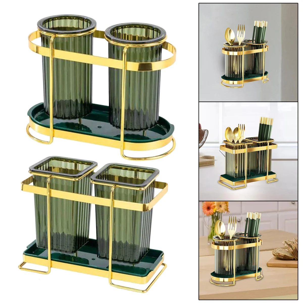 Cutlery Storage Rack Multifunctional Standing Wall Mounted Utensil Drain Holder for Cooking Tableware
