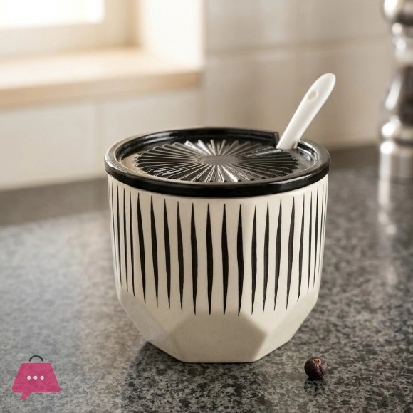 Modern Ceramic Seasoning Container Set for Sugar, Salt & Spices 100Grams