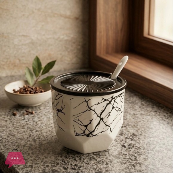 Modern Ceramic Seasoning Container Set for Sugar, Salt & Spices 100Grams