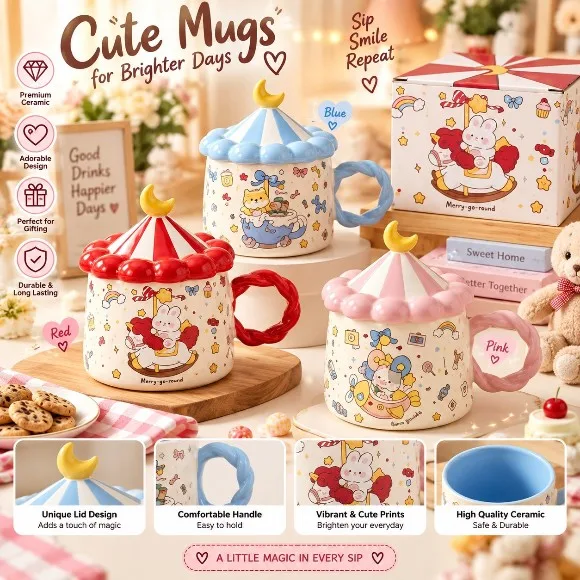 Aesthetic Merry-Go-Round Carnival Circus Mug 1 Pc