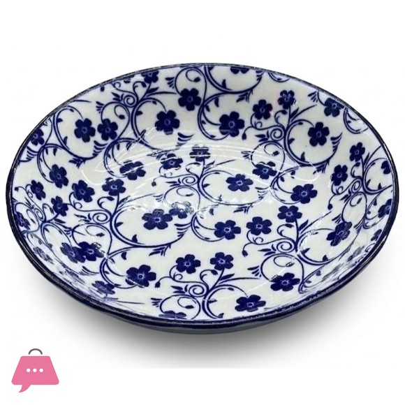Danny Home Blue Petal Deep Plate Porcelain 10 Inch