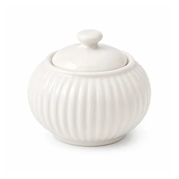 Danny Home White Porcelain Sugar Bowl with Lid - 350 ml