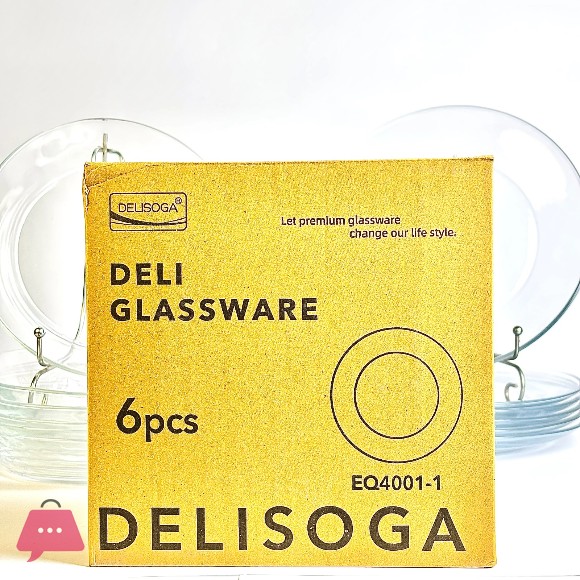 Delisoga 7Inch Deep Plate 6 Pcs – Premium Glass Plate (EQ4001-1)