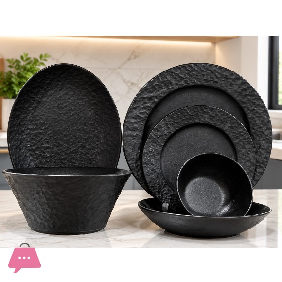 Dinnerware Set Black Ceramic