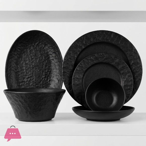 Dinnerware Set Black Ceramic