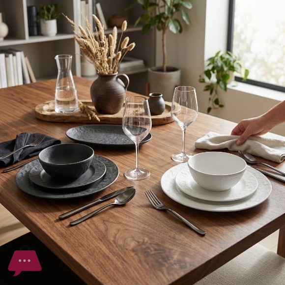 Dinnerware Set Black Ceramic