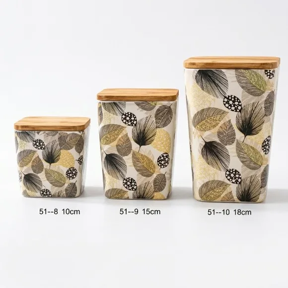 Elegance and Nature Bamboo Fiber Melamine Jar with Lid