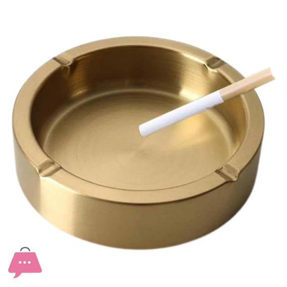 Elegant Golden Ashtray Round Steel