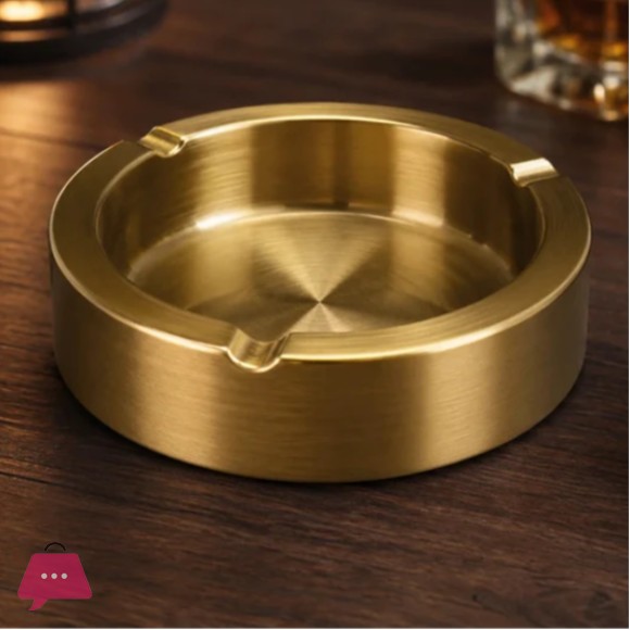 Elegant Golden Ashtray Round Steel