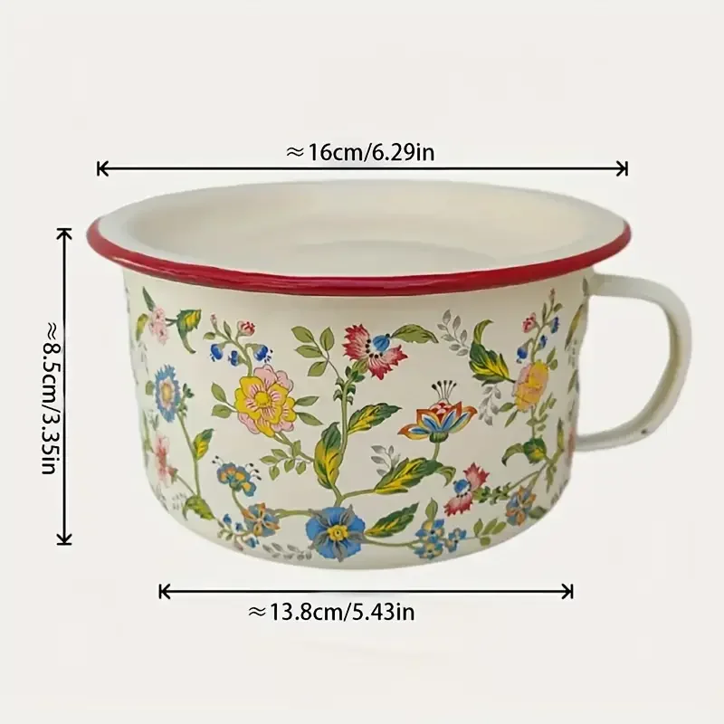   bowl with lid set durable retro   enamelware bowls for soup noodles salad microwave safe round bowls for christmas halloween easter hanukkah thanksgiving 1 piece details 1