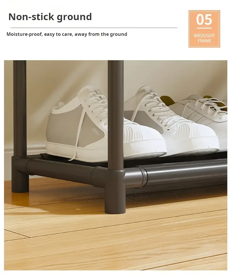 3 tier 55 freestanding metal clothing rack with shoe storage shelves entryway organizer space saving durable alloy   easy assembly 120 lb capacity for small spaces shoe storage organizer Product details 10