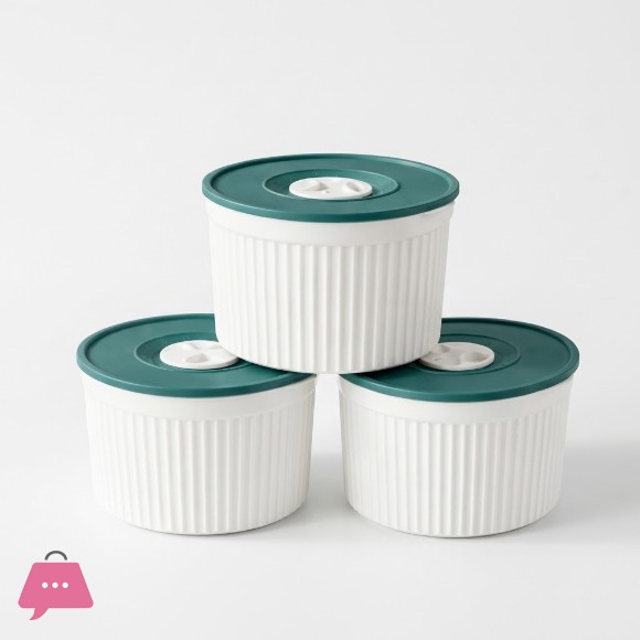 3Pcs Airtight Stacked Line Bowls - 3.5 Inches