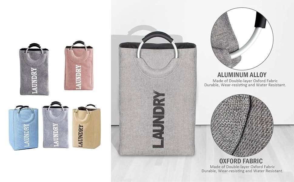WUYELIN Laundry Basket Foldable Clothes Bag, Folding Washing Bin,Tote Collapsible Organizer for Dirt