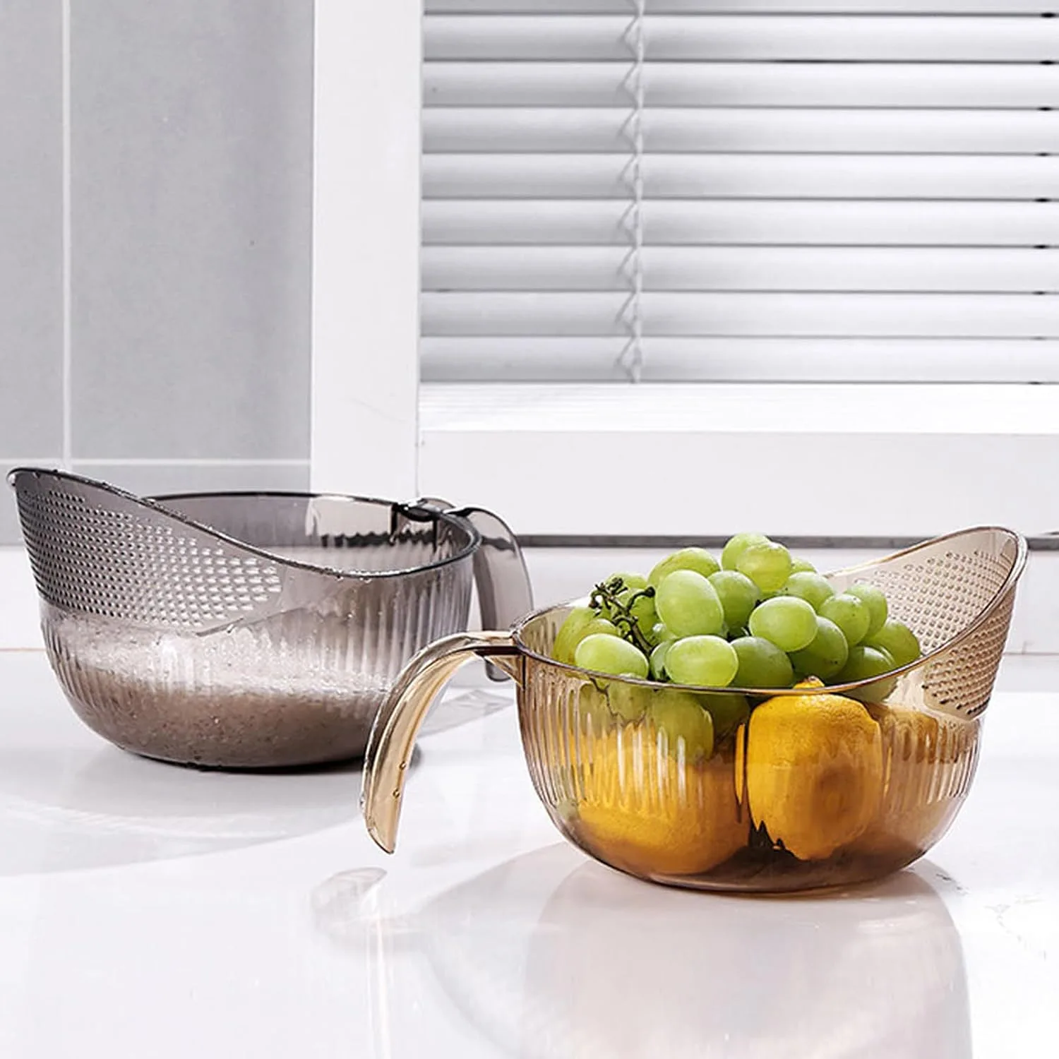 Functional Rice Colander Efficient Colander Practical Sink Basket PET Material for Rice Sharpening