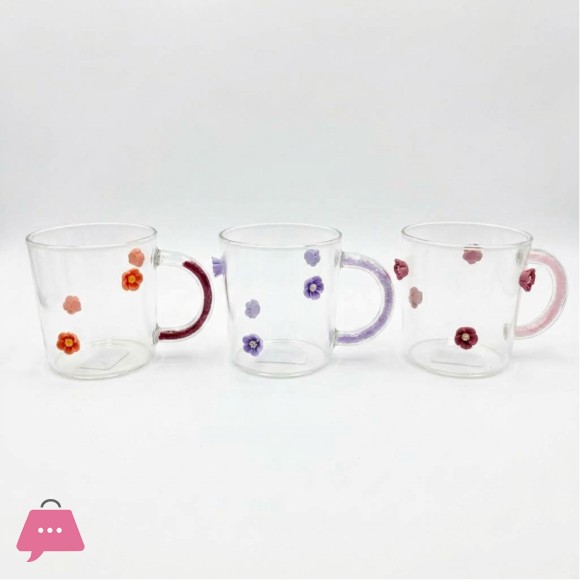 3D Flower Glass Mug 1Pcs