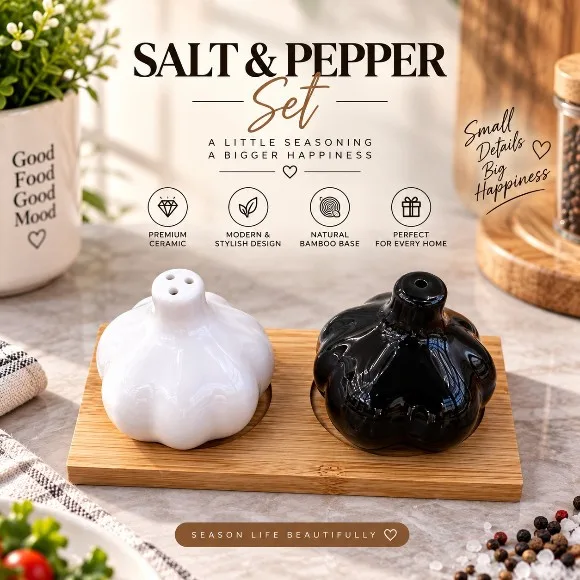 Garlic Fun Ceramic Salt Shaker Pepper Shaker Seasoning Jar