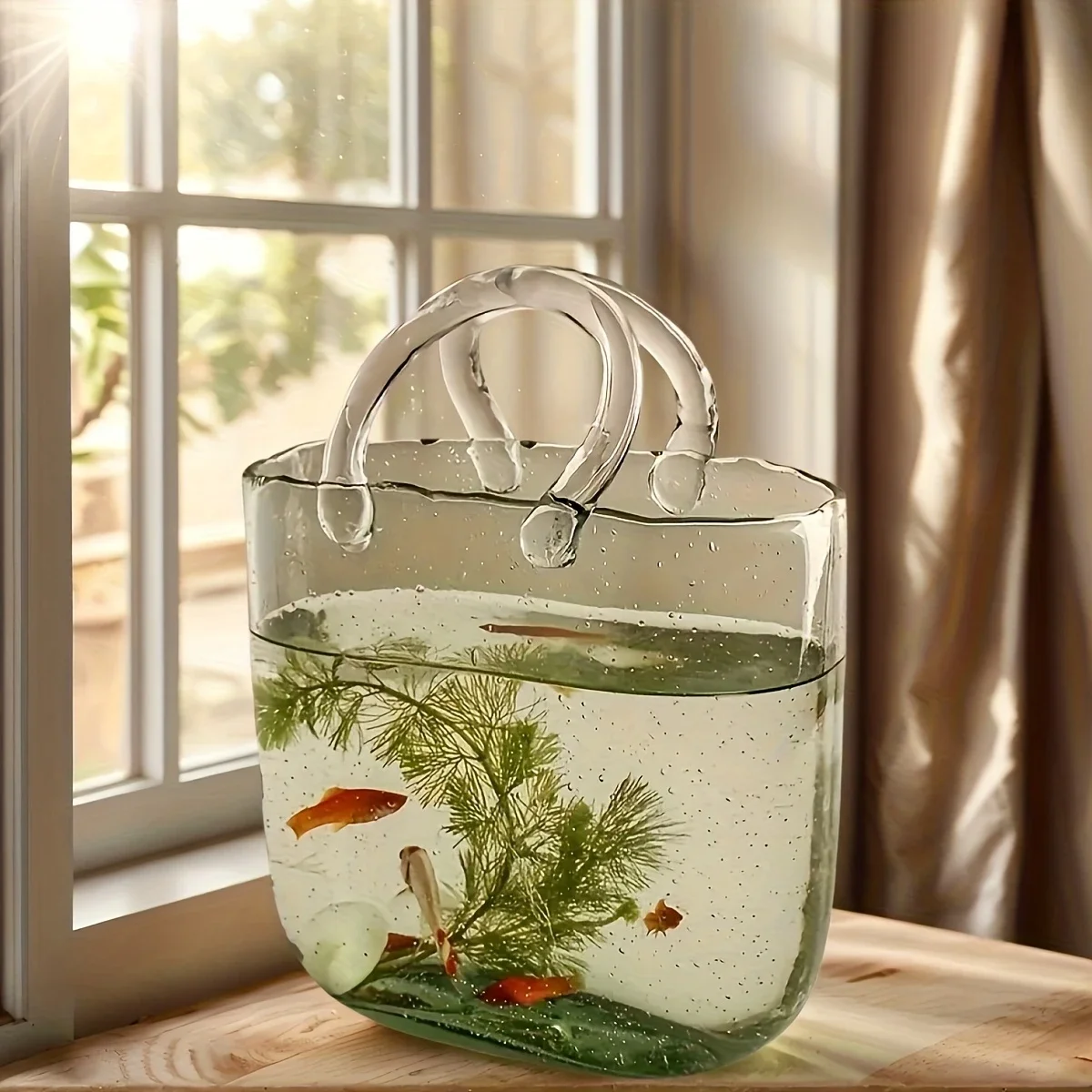 1pc creative handbag handbag glass bottle multi purpose glass fish tank transparent hydroponic box dining table office desktop decoration vase holiday gift for girlfriend and mother non electric Product details 4