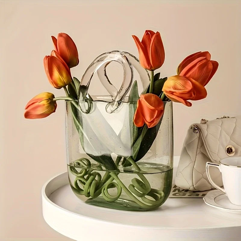 1pc creative handbag handbag glass bottle multi purpose glass fish tank transparent hydroponic box dining table office desktop decoration vase holiday gift for girlfriend and mother non electric Product details 6
