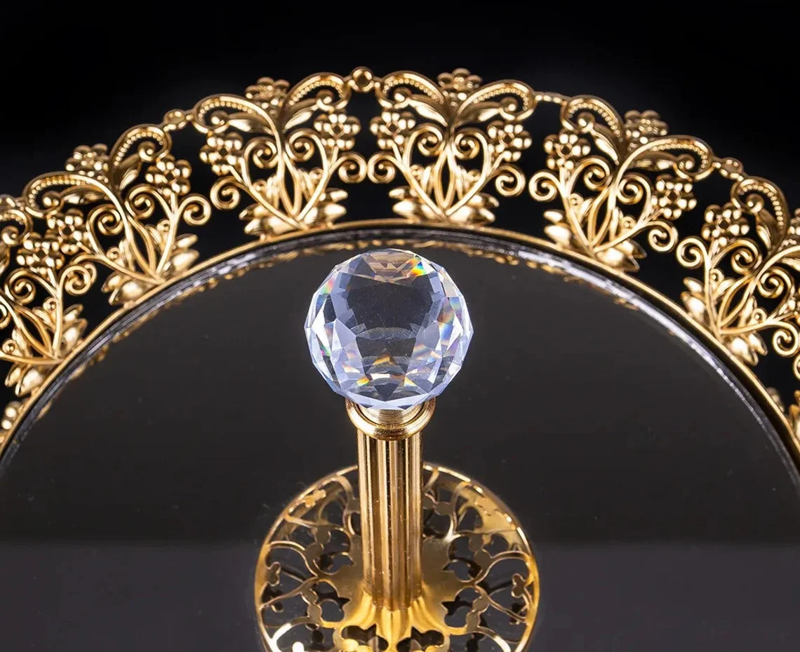Gold Round Mirrored Tier Serving Stand image 2