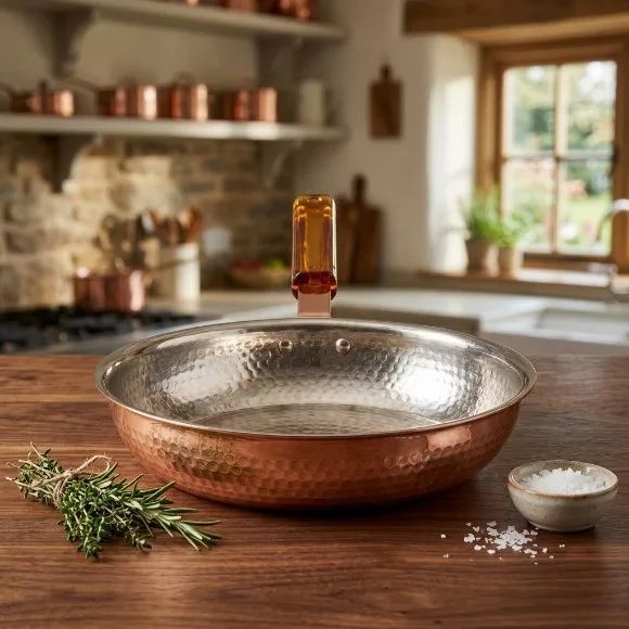 Hammered Design Pure Copper Fry Pan