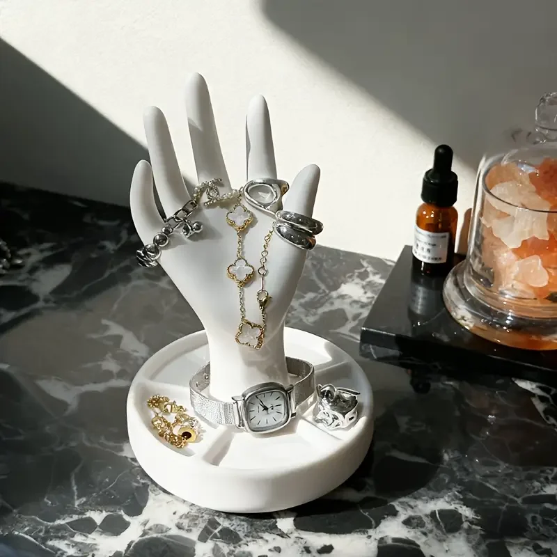 1 hand shaped jewelry display stand with an elegant white end and tapered fingers suitable for rings bracelets earrings perfect gift for christmas valentines day mothers day   Product details 0