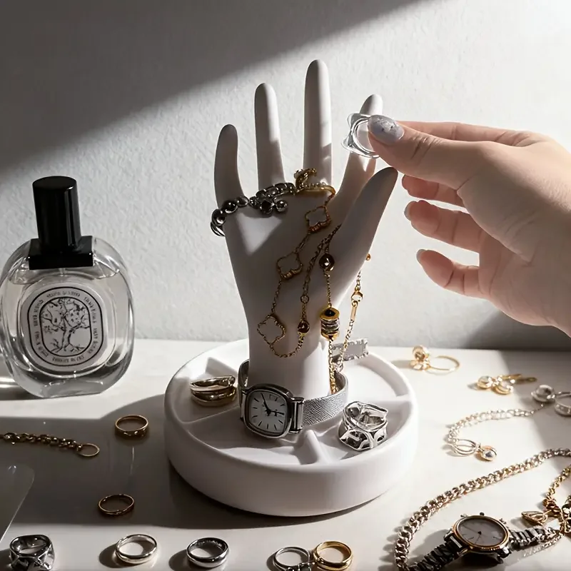 1 hand shaped jewelry display stand with an elegant white end and tapered fingers suitable for rings bracelets earrings perfect gift for christmas valentines day mothers day   Product details 2