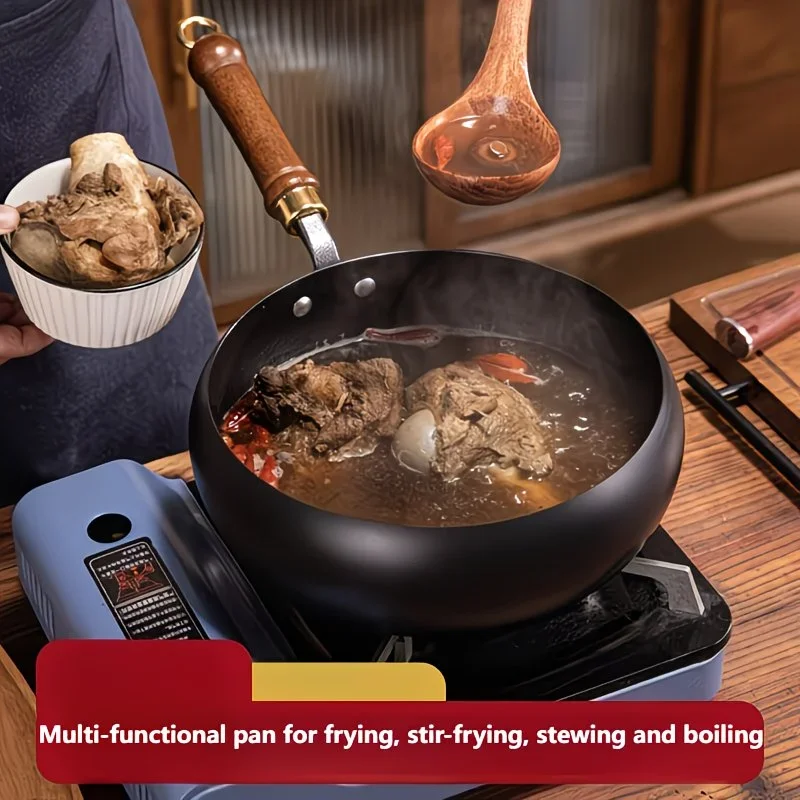 handmade traditional iron pot with large belly surface non stick no coating splash proof from Product details 0