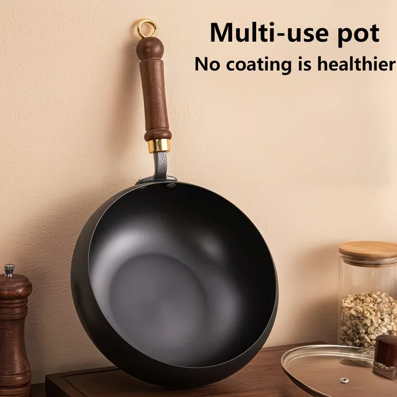 handmade traditional iron pot with large belly surface non stick no coating splash proof from Product details 2