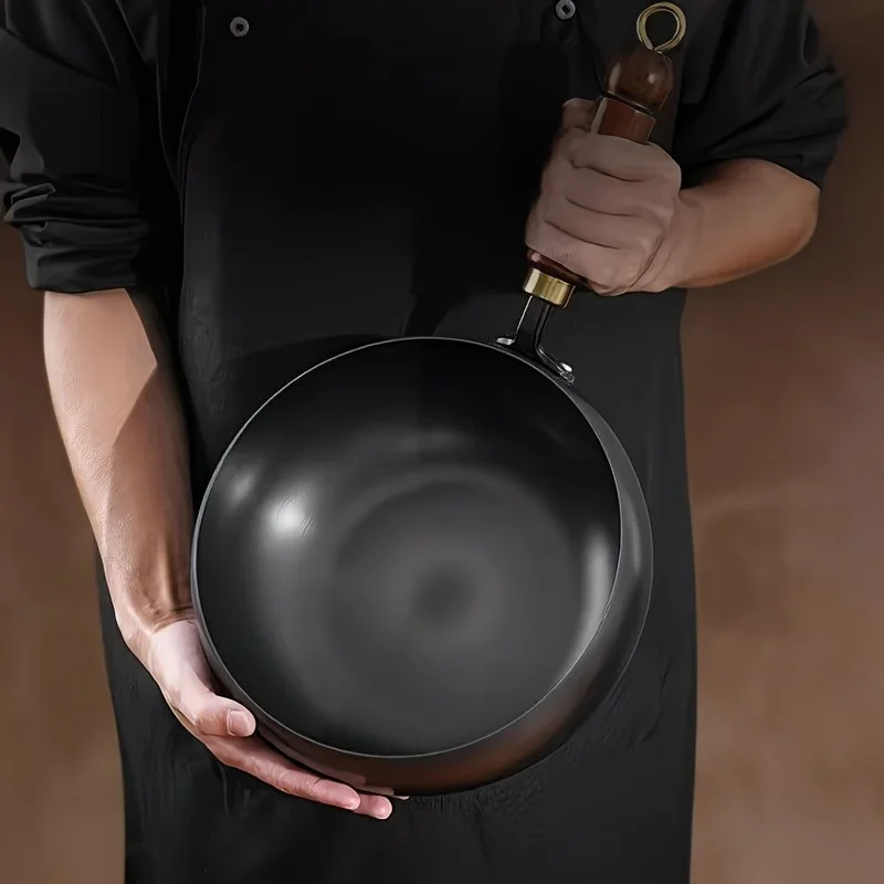 handmade traditional iron pot with large belly surface non stick no coating splash proof from Product details 4