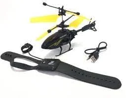 HIMANSHI Enterprises Helicopter Controlled by Wrist Band Remote (Watch Type) &amp; Hand Sensor,with Rechargeable Battery and Multicolour Helicopter (3month Warrnty)