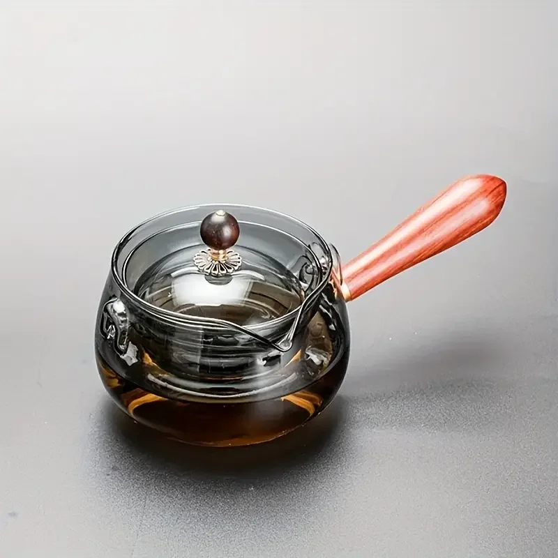 1pc high borosilicate heat resistant glass side handle teapot 500ml large capacity rotating tea   insulating glass tea kettle Product details 0