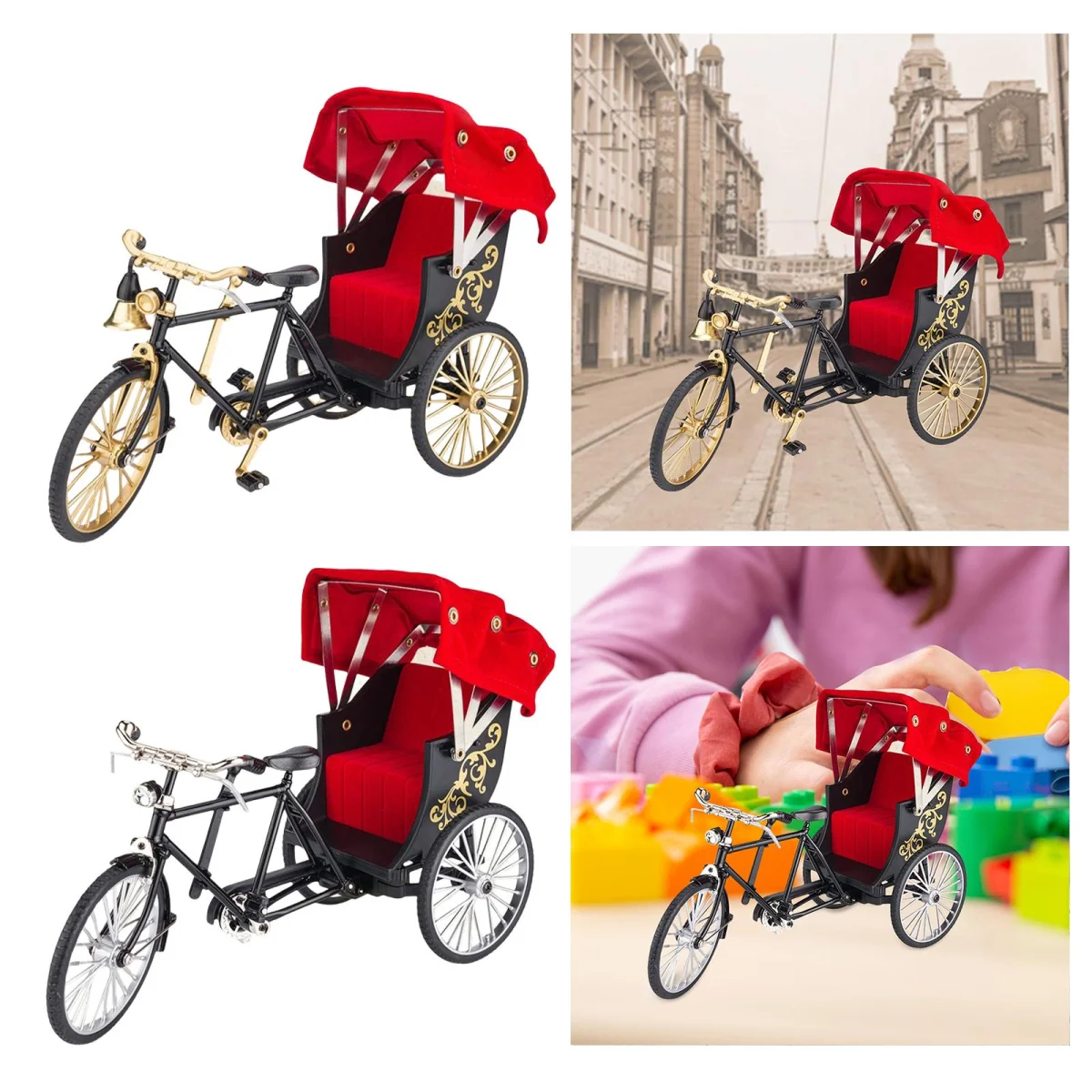 Hong Rickshaw 1:12 Decoration Crafts with Simulation Awning Alloy Collection Adult Hong Rickshaw 1:12 Decoration Crafts with Simulation Awning Alloy Collection Adult