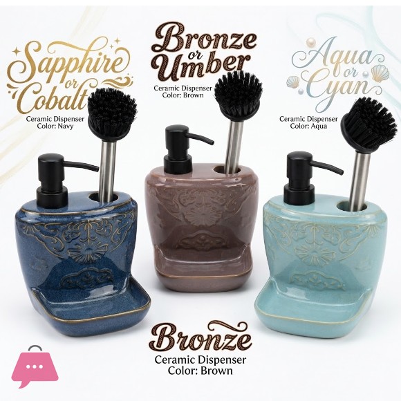 Imperial 2-in-1 Ceramic Soap Dispenser and Cleaning Brush Holder with Tray