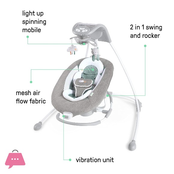 Ingenuity InLighten 2-in-1 Baby Swing & Rocker - 12321
