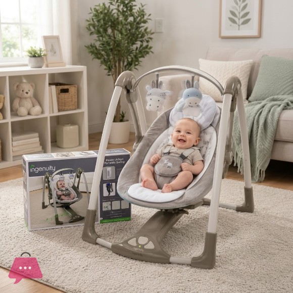 Ingenuity Power Adapt Portable Swing, Bingham Bunny - 60730