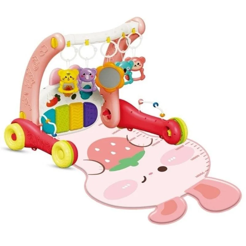 Joyous 2-in-1 Piano Play Gym and Walker Musical Baby Walker with Activity Play Mat & Hanging Toys - 9881