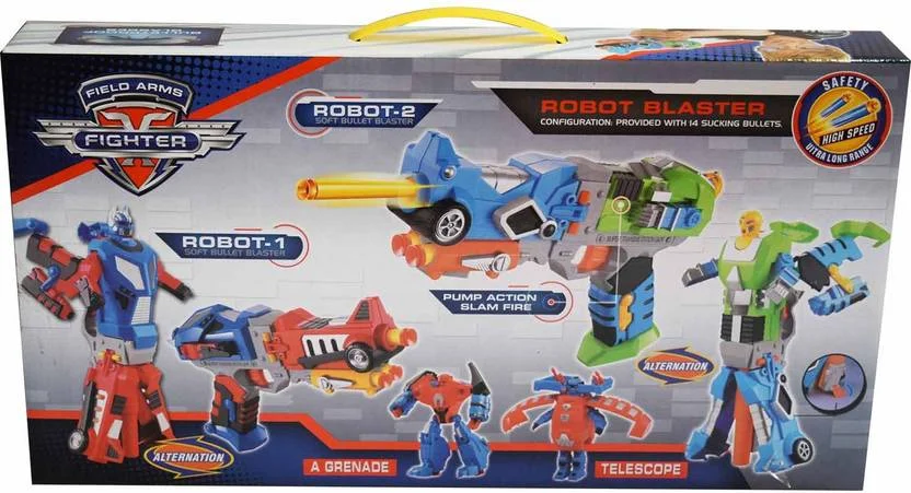Kiditos Robot Soft Bullet Blaster Transforming Gun with Robot, Goggles and 14 Bullets
