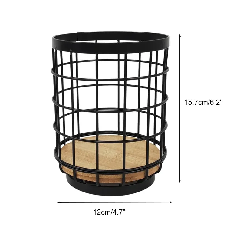 Kitchen Storage Organizer Metal Cutlery Caddy Drying Rack Black Bamboo Base Wire Tableware Chopstick Spoon Utensils Holder