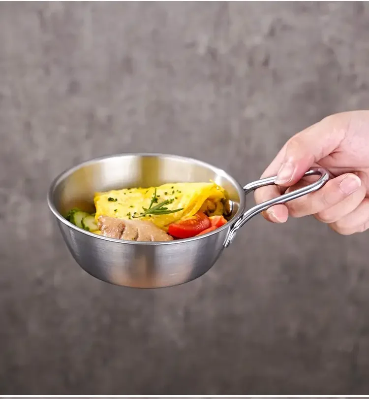 2pcs stainless steel bowl retro simple golden with handle korean cooking bowl multi purpose bowl sauce seasoning bowl tableware details 7