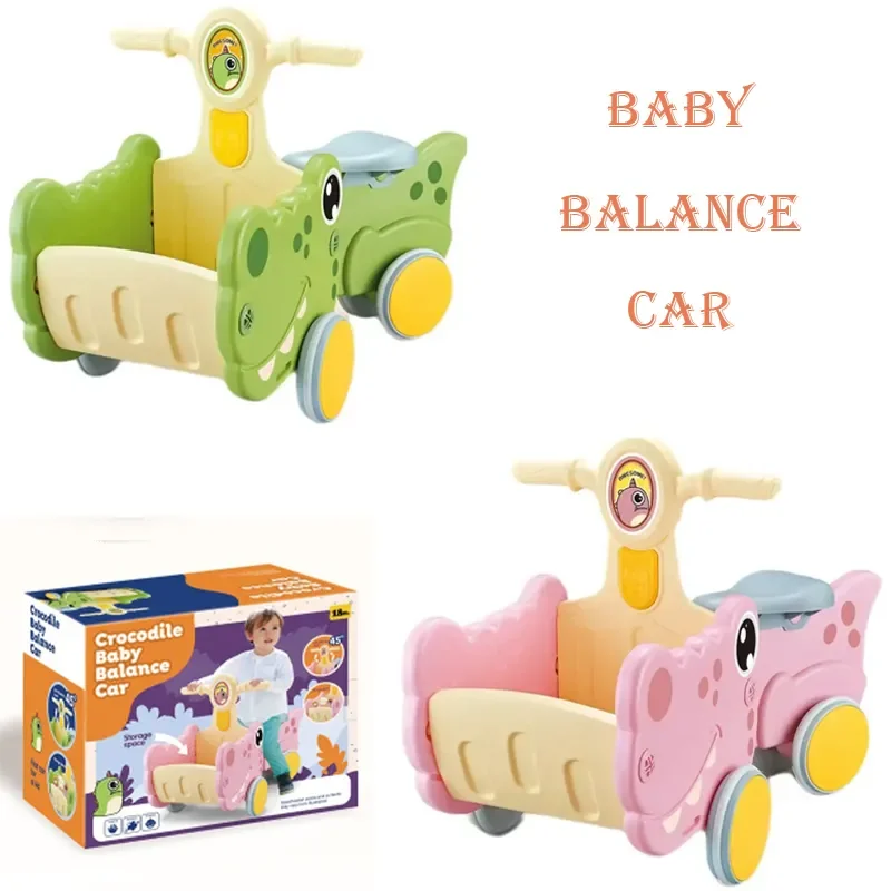 Outdoor Indoor Learning Walker Interactive Cartoon Crocodile Shape Baby Balance Car Toy