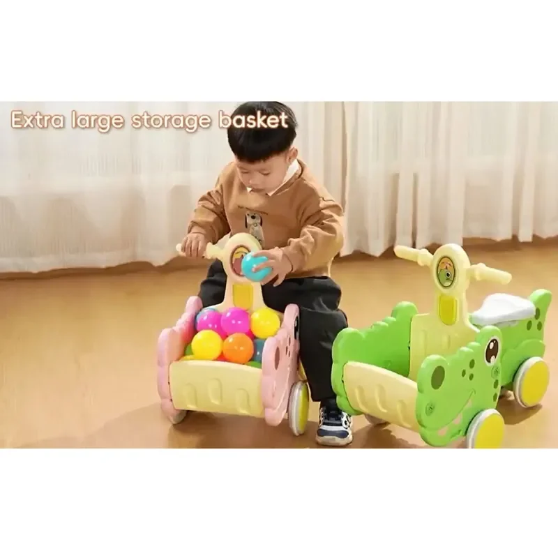 Outdoor Indoor Learning Walker Interactive Cartoon Crocodile Shape Baby Balance Car Toy