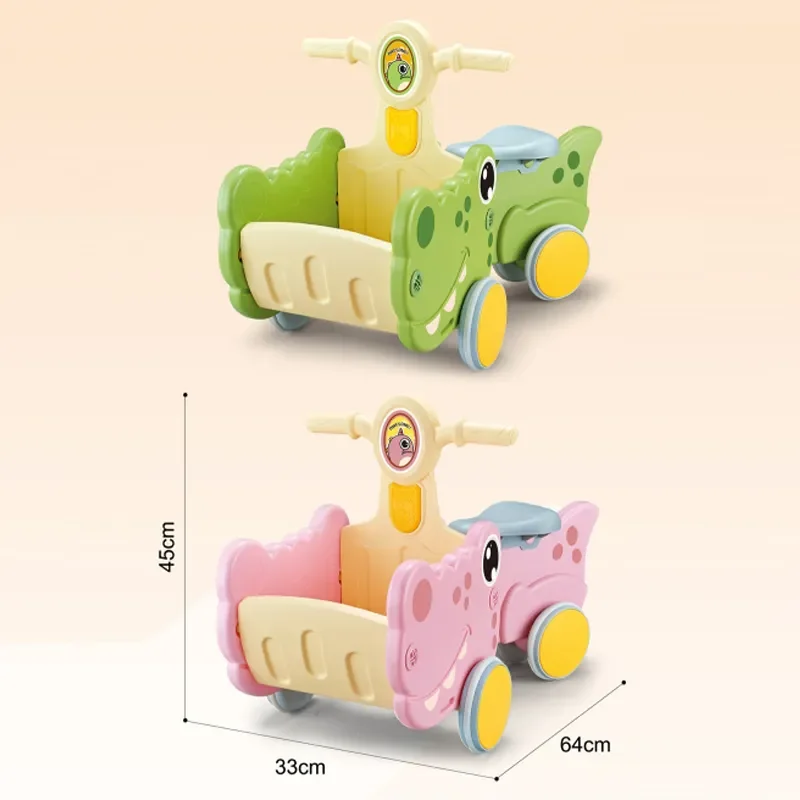 Outdoor Indoor Learning Walker Interactive Cartoon Crocodile Shape Baby Balance Car Toy