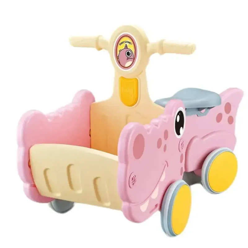 Outdoor Indoor Learning Walker Interactive Cartoon Crocodile Shape Baby Balance Car Toy