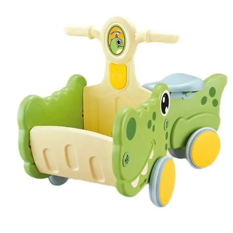 Outdoor Indoor Learning Walker Interactive Cartoon Crocodile Shape Baby Balance Car Toy