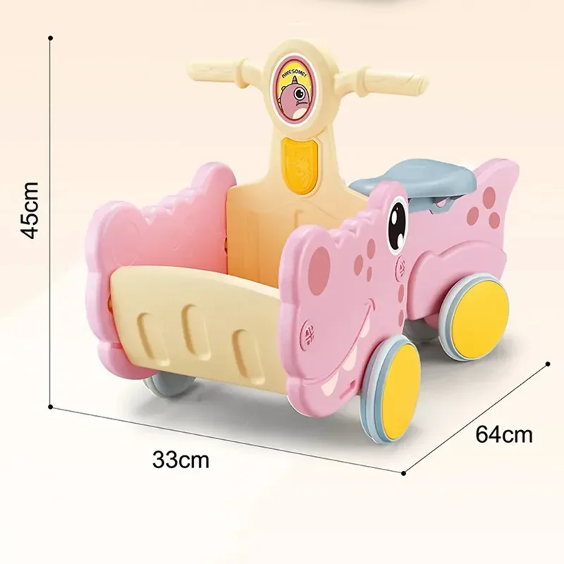 Outdoor Indoor Learning Walker Interactive Cartoon Crocodile Shape Baby Balance Car Toy
