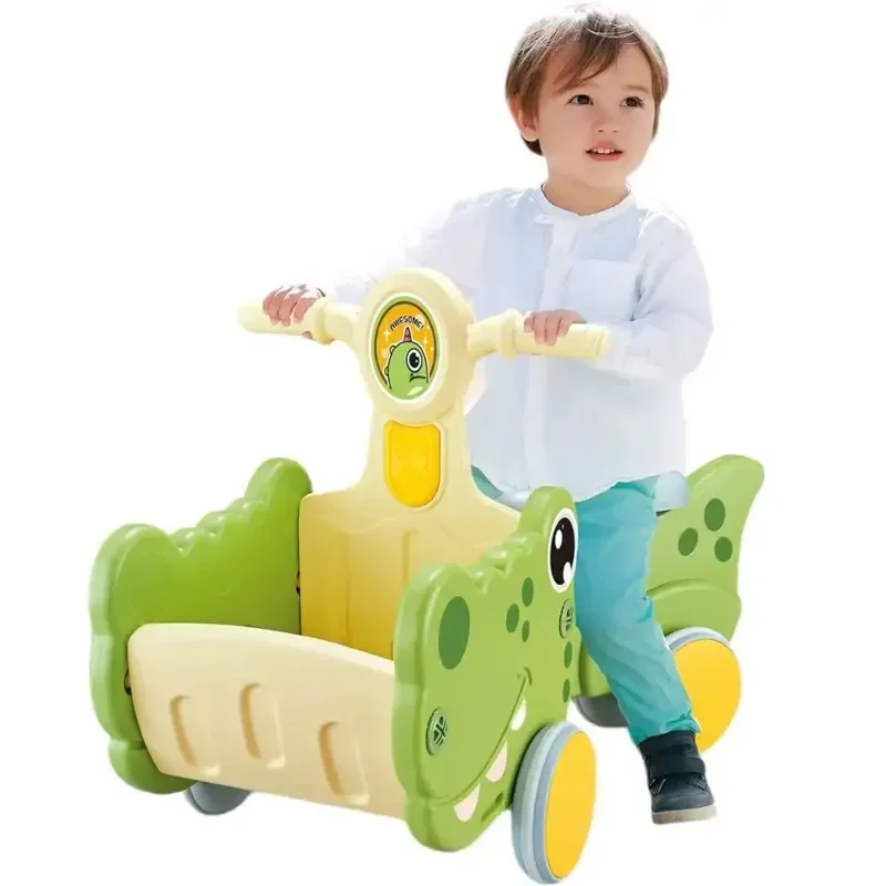 Outdoor Indoor Learning Walker Interactive Cartoon Crocodile Shape Baby Balance Car Toy