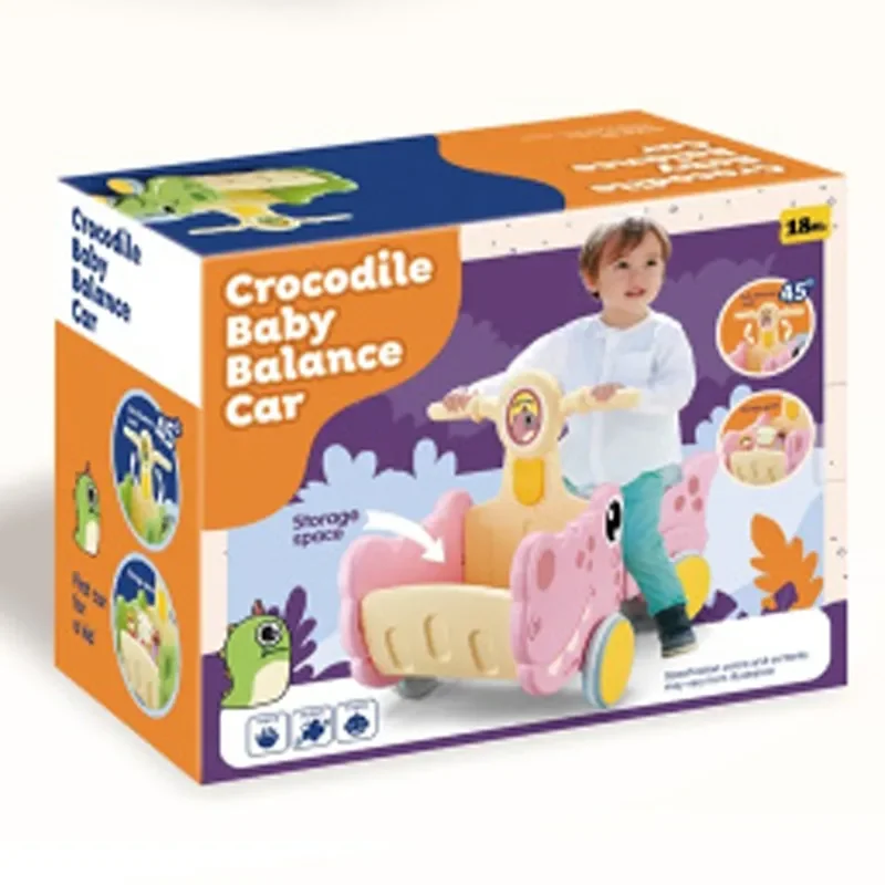 Outdoor Indoor Learning Walker Interactive Cartoon Crocodile Shape Baby Balance Car Toy