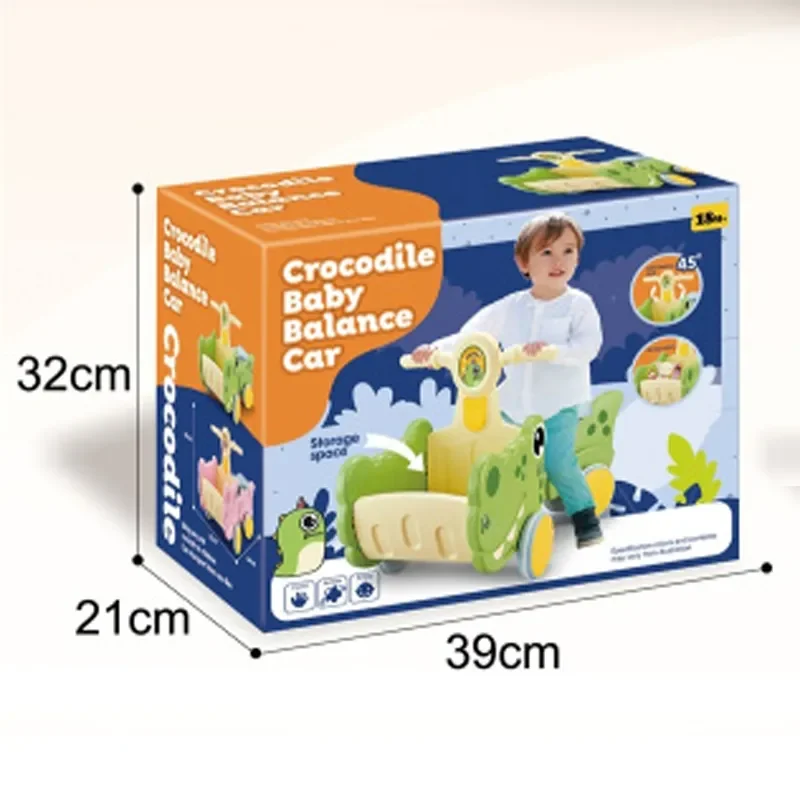 Outdoor Indoor Learning Walker Interactive Cartoon Crocodile Shape Baby Balance Car Toy