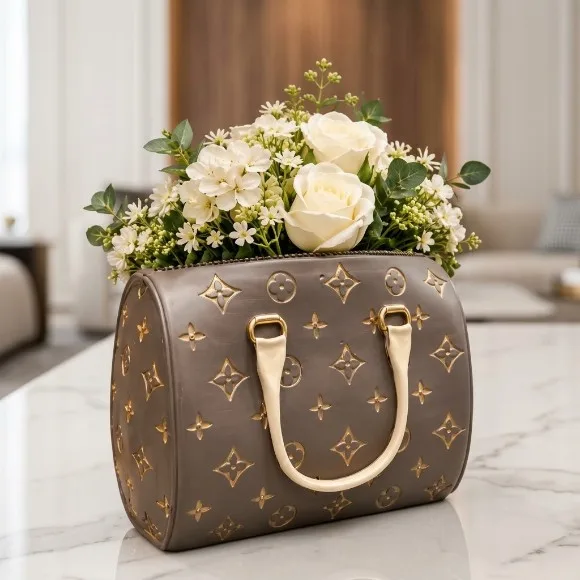Luxury Ceramic Purse Handbag Flower Vase